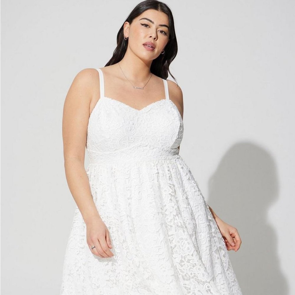 Torrid Sweetheart Midi Woven Crochet Eyelid Romantic lace women plus sz …